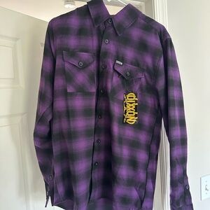 DIXXON Purple and Black Casual Button Down Shirt